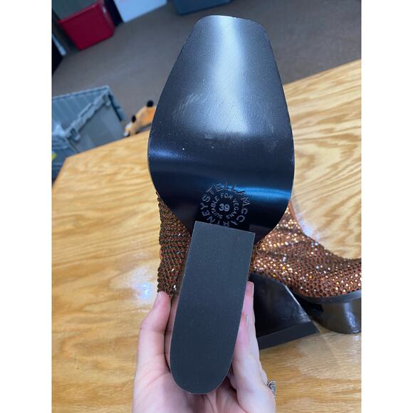 Stella McCartney Cowboy Crystal Embellished Booties Women's 8 Rust (s19) - Picture 9 of 15